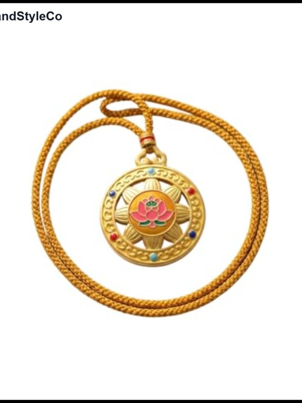 18K Gold Plated Lotus Medallion Pendant Necklace, Vintage Floral Charm,